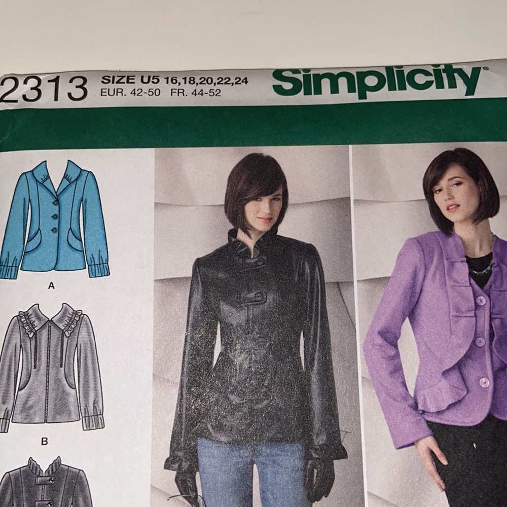 Simplicity 2010 Multiple Misses Jackets Patterns 2313 Size 16-24. - Picture 2 of 5